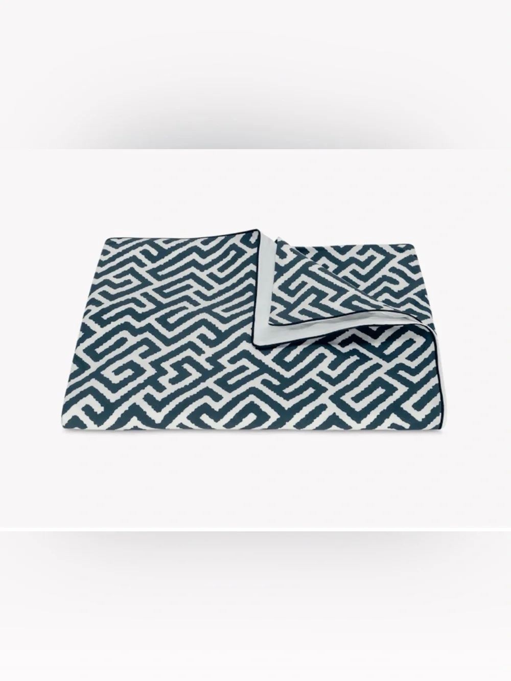 Matouk Gabriel Geometric Duvet Cover in Stony Blue and White Full / Queen NEW